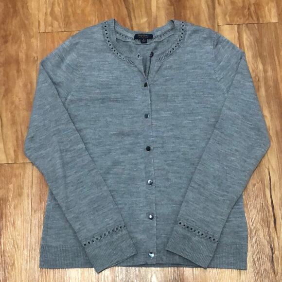 Brooks Brothers Gray Saxxon Wool Cardigan Size Medium - Picture 1 of 7